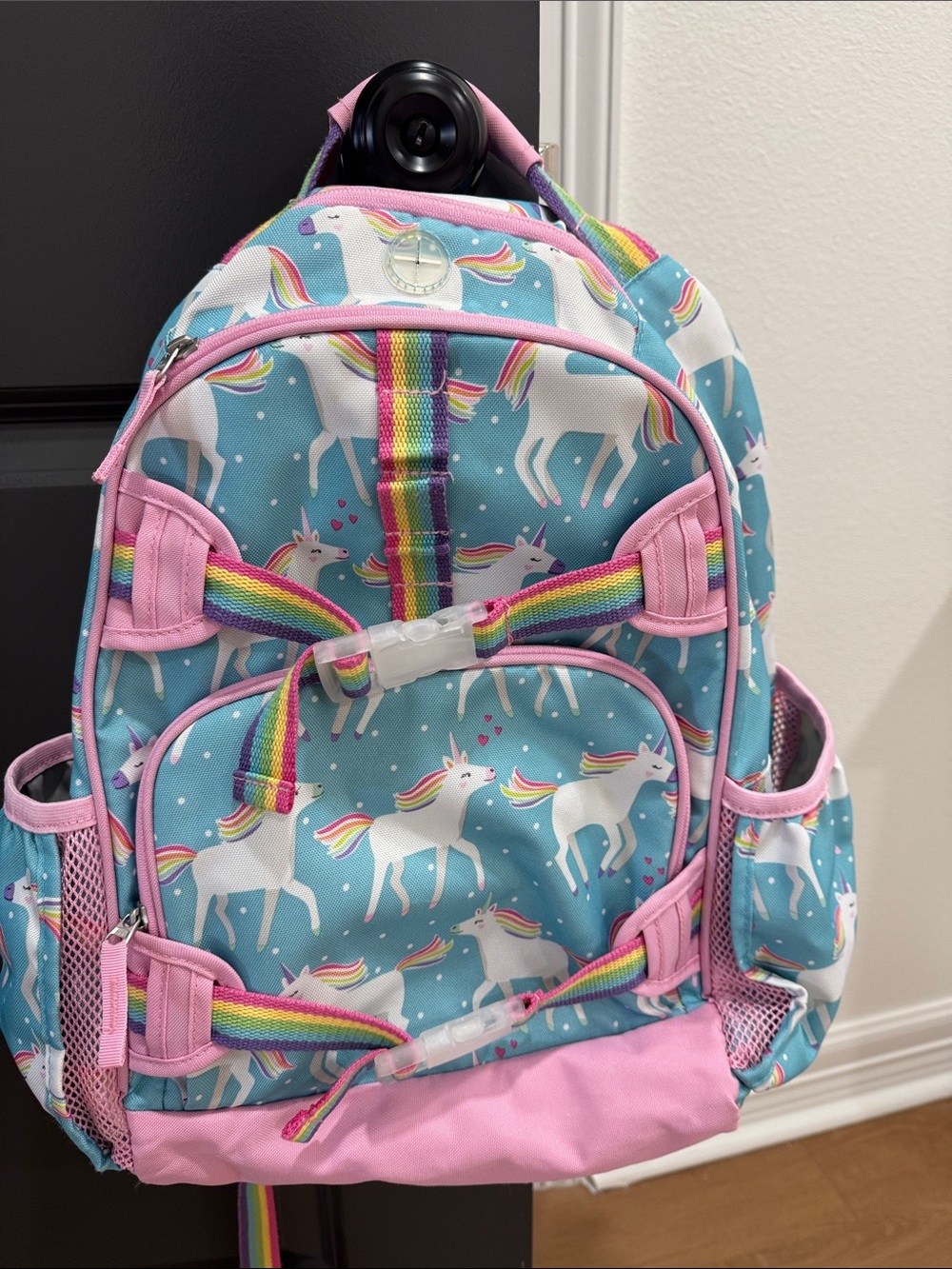 Pottery Barn Kids Unicorn Backpack in Pink and Teal - Cute Rainbow Straps